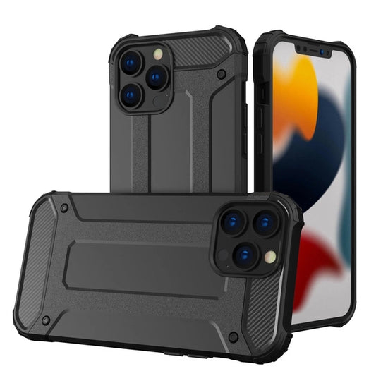 Schwarze Hybrid Armor Schutzhülle aus TPU und PC für iPhone 13 Pro Max mit extra robustem Schutz
